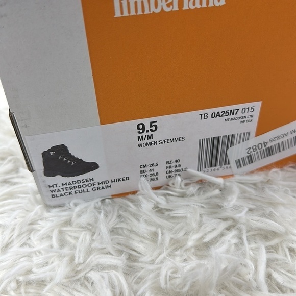 NIB Timberland womens Mt. Maddsen Mid Leather Waterproof Hiker Hiking Boot Black - Picture 4 of 9